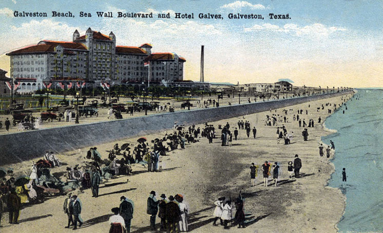 Galveston Beach, Sea Wall, circa 1900
